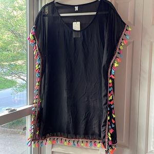 Black Coverup with Multi color tassels